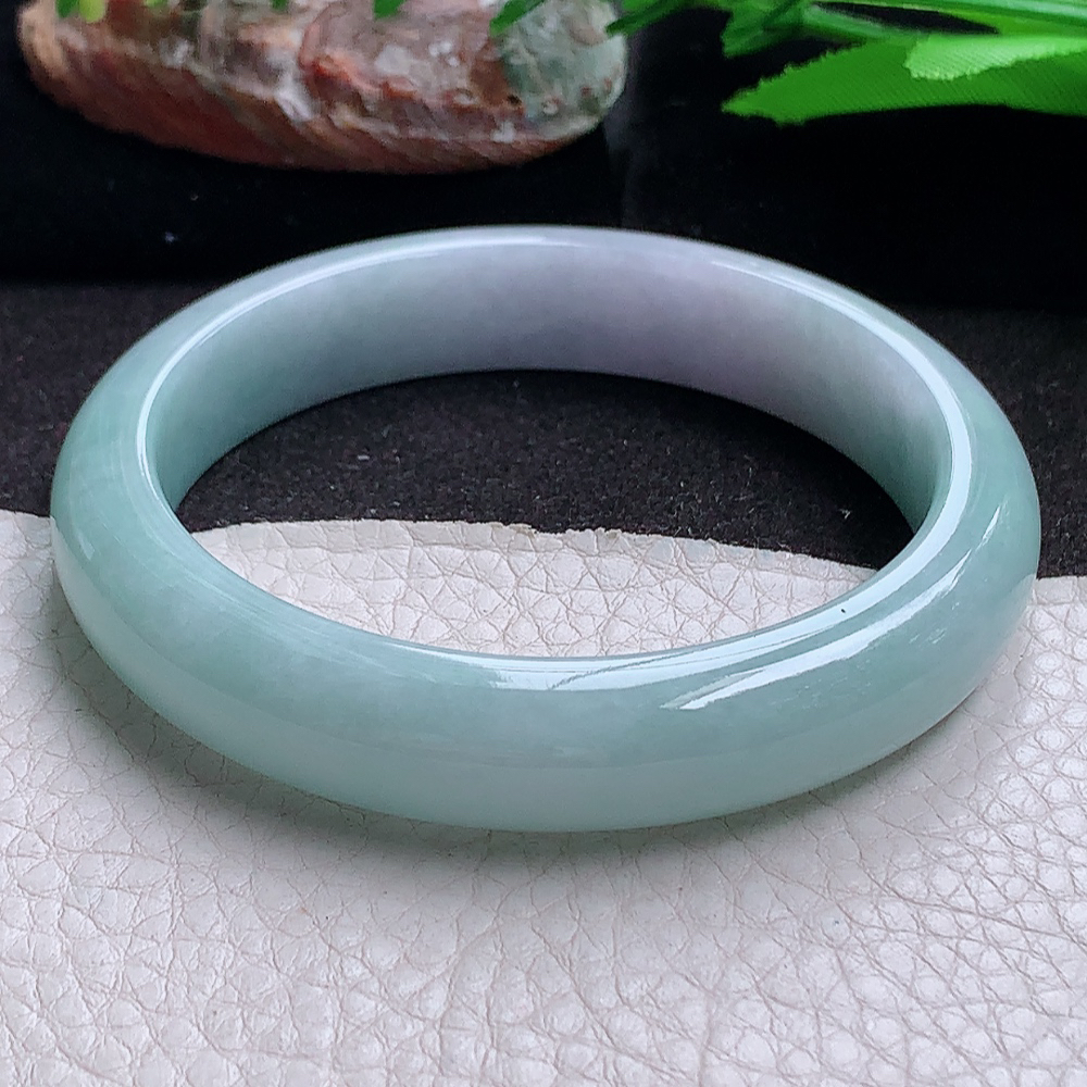 hh实拍58.5*12*10.5招财镯 缅甸翡翠a货玉手镯半山水双彩正圈玉手环