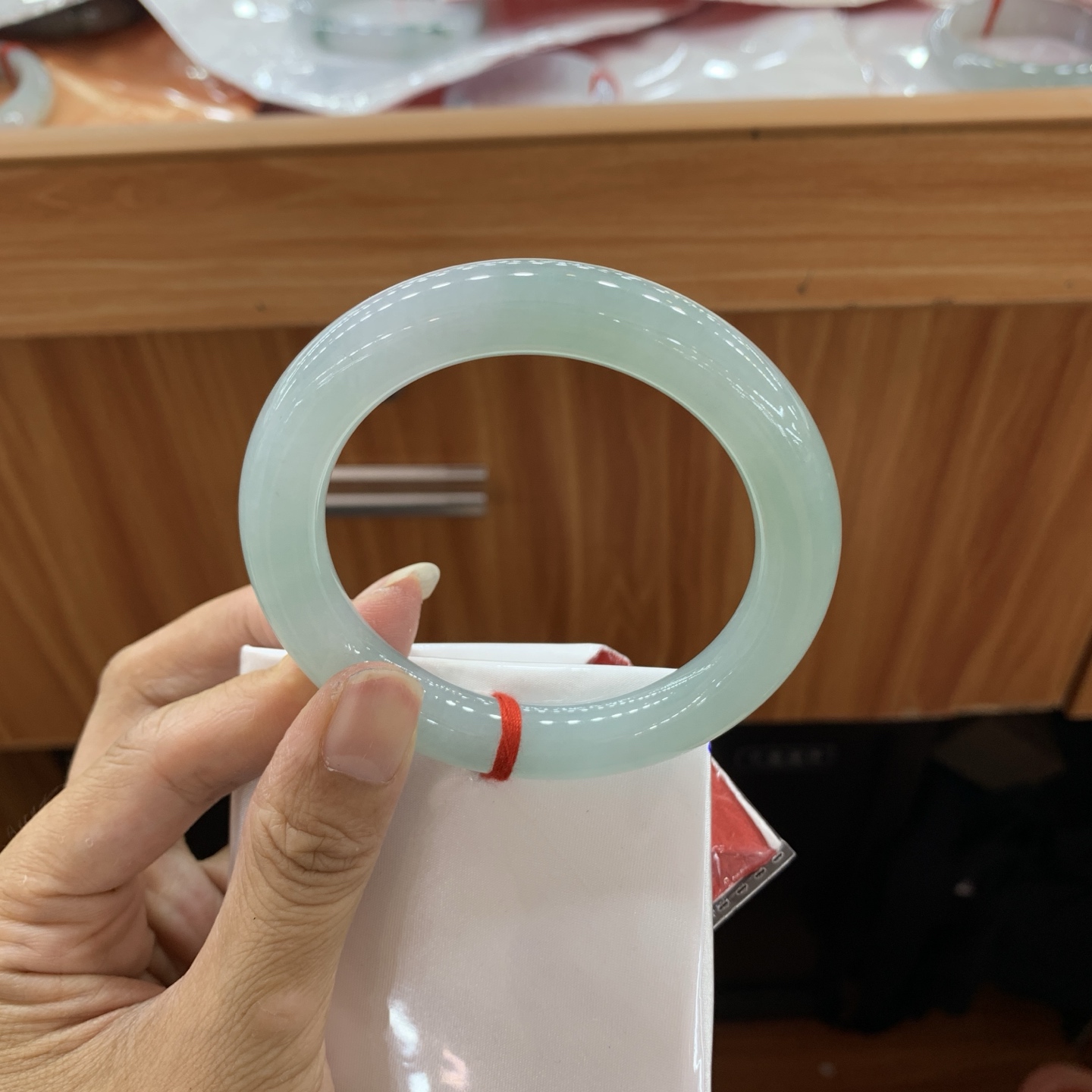 061522GX 湖水绿圆条翡翠手镯 57.5-10.8-10.8