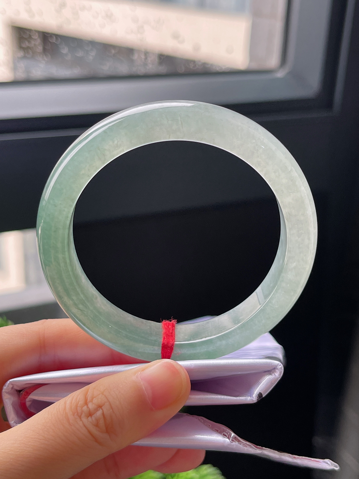 圈口56，冰糯蓝色翡翠手镯