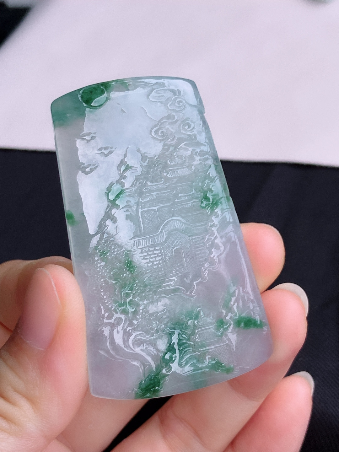冰飘花山水牌，意境美，尺寸63.5/38.6/6/自然光实拍