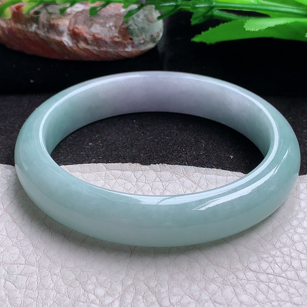 hh实拍58.5*12*10.5招财镯 缅甸翡翠a货玉手镯半山水双彩正圈玉手环