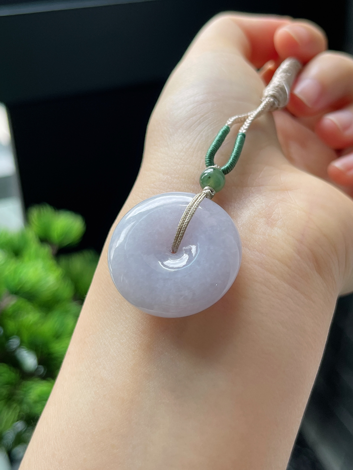 翡翠糯化种淡紫色平安扣