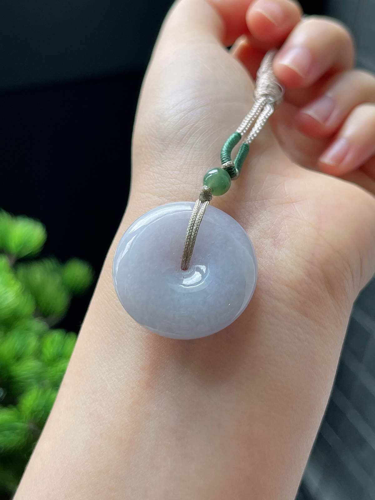 翡翠糯化种淡紫色平安扣