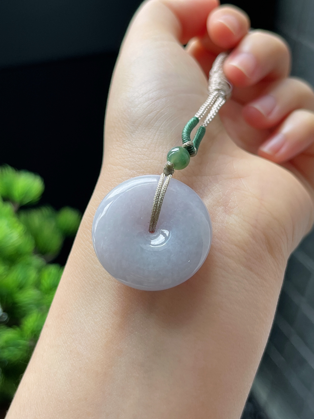 翡翠糯化种淡紫色平安扣