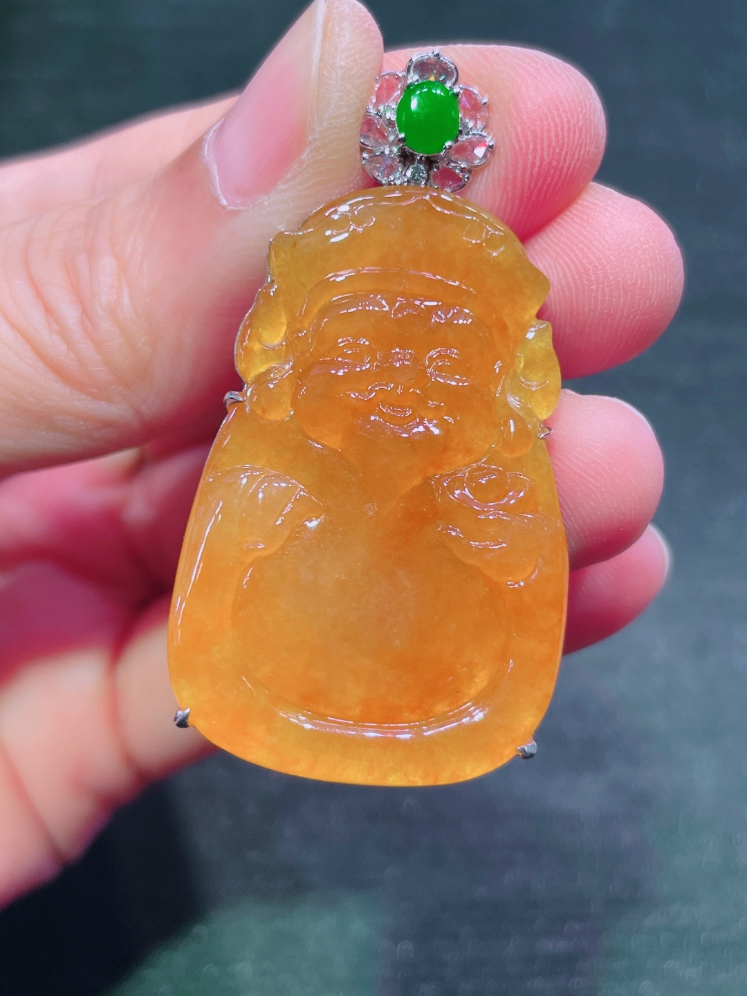 ️黄翡财神吊坠，晶莹剔透，新颖时尚，无裂，51.5