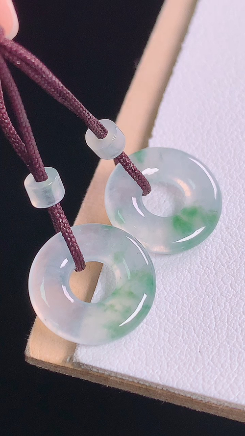 冰飘花平安扣，无裂，尺寸:13.8-2.5mm 12