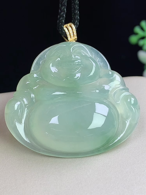 18k金镶冰底色佛公，无裂，尺寸31.2*34.7*6.5mm，L16tgj