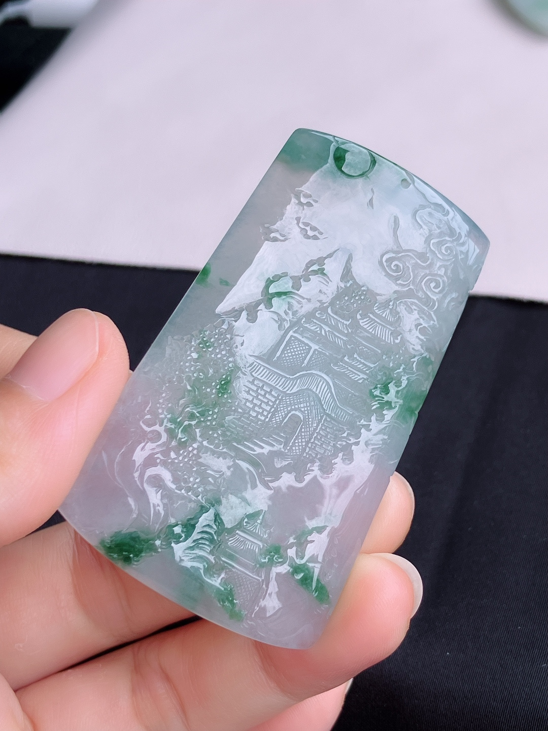 冰飘花山水牌，意境美，尺寸63.5/38.6/6/自然光实拍