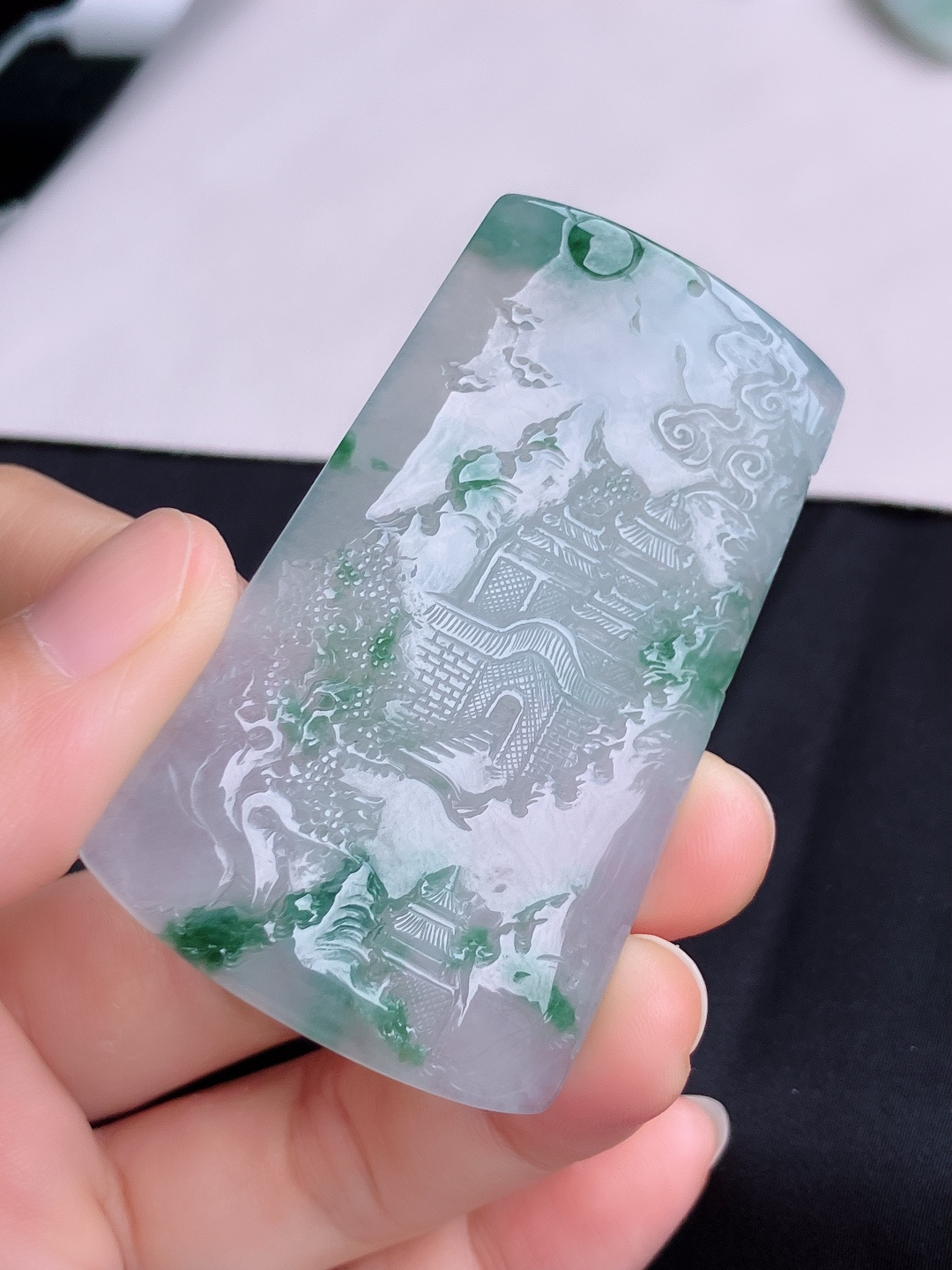 冰飘花山水牌，意境美，尺寸63.5/38.6/6/自然光实拍