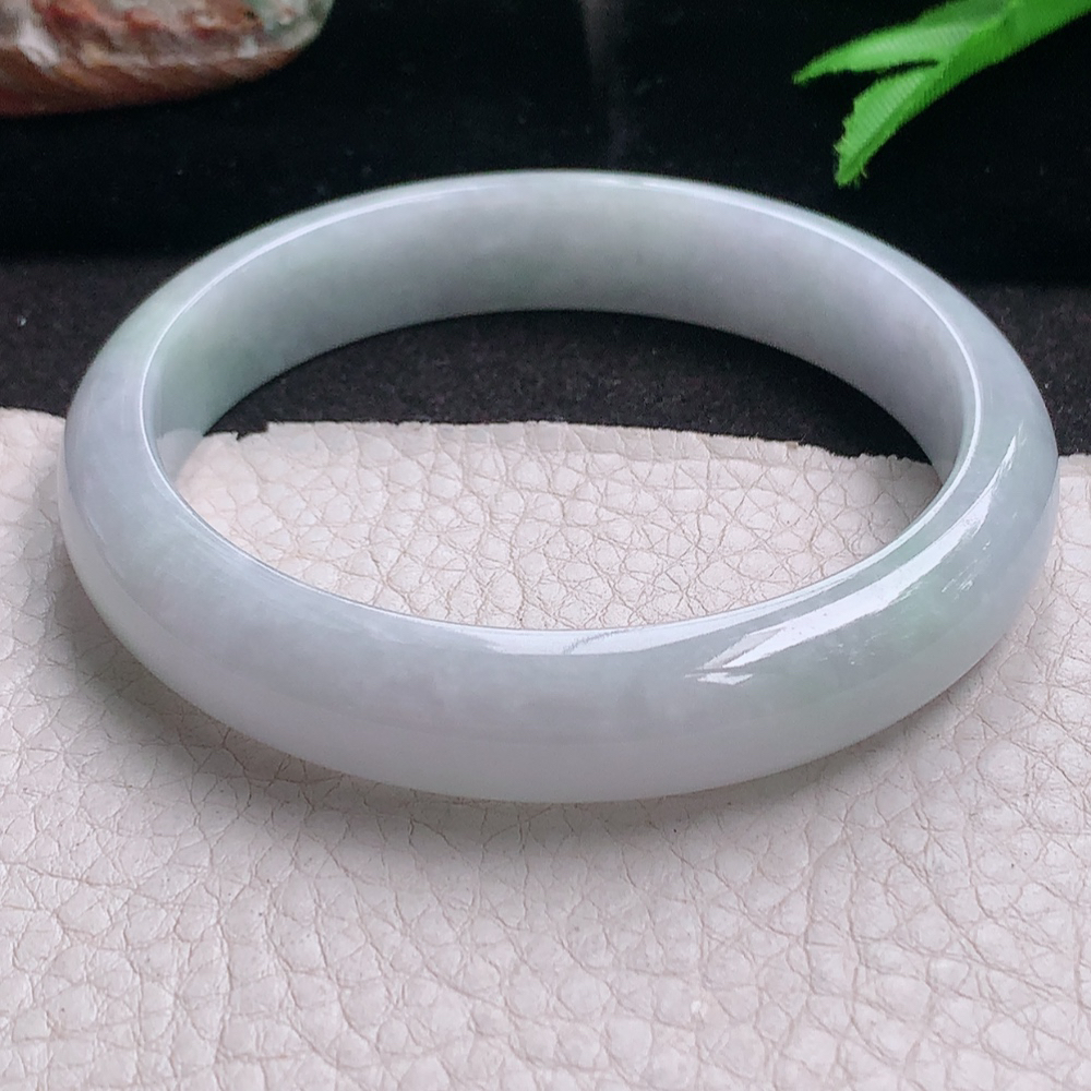 zjf大圈口60.5*12.3*7.6平安镯 缅甸翡翠a货玉手镯 清新胶感正圈玉手环