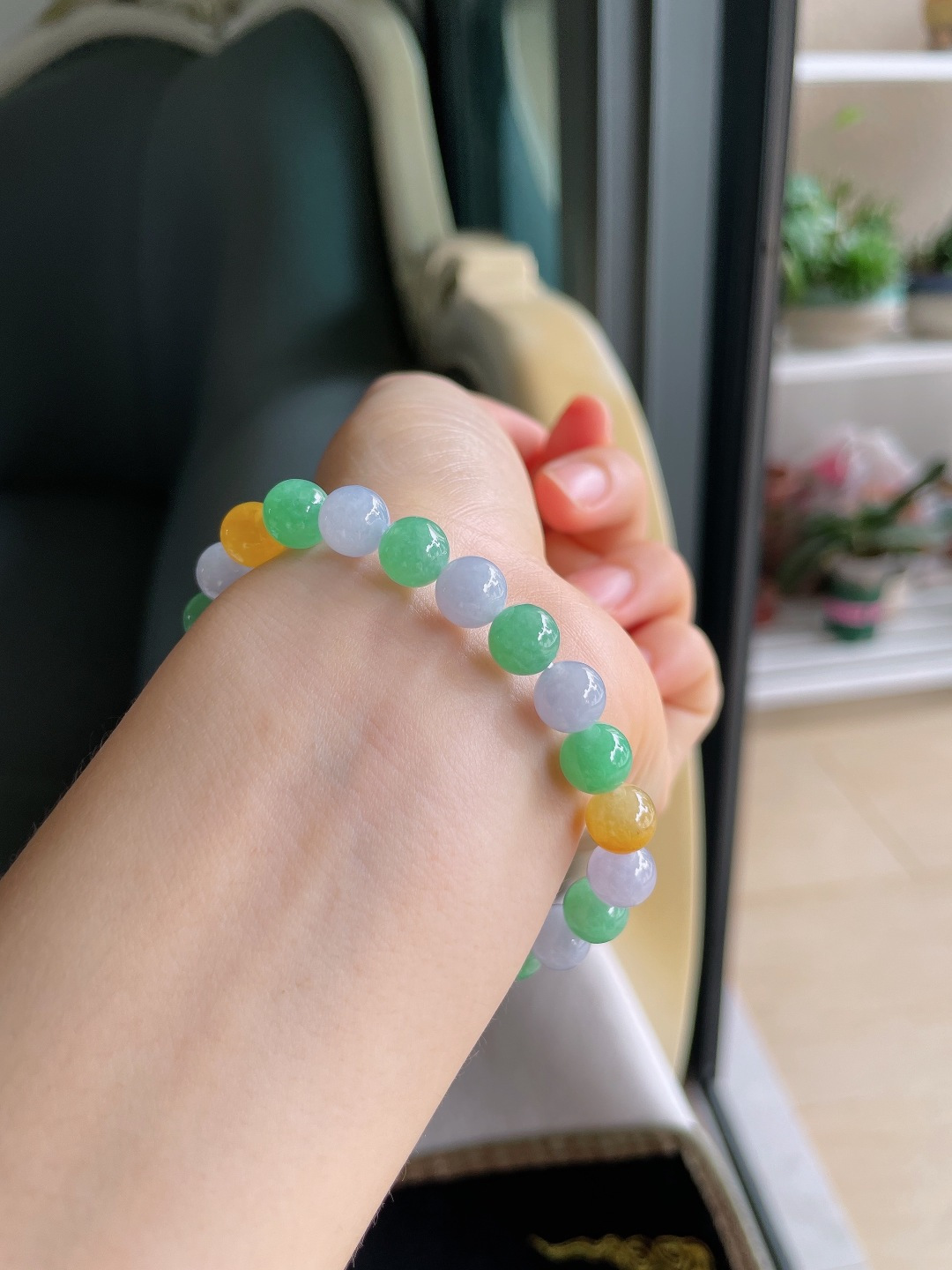 天然翡翠A货，冰多宝手串，尺寸：8mm。【编4276】