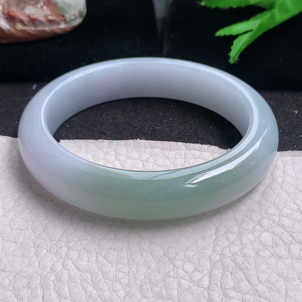 ym实拍55.5*12.5*8招财镯 缅甸翡翠a货玉手镯 双彩胶感正圈玉手环