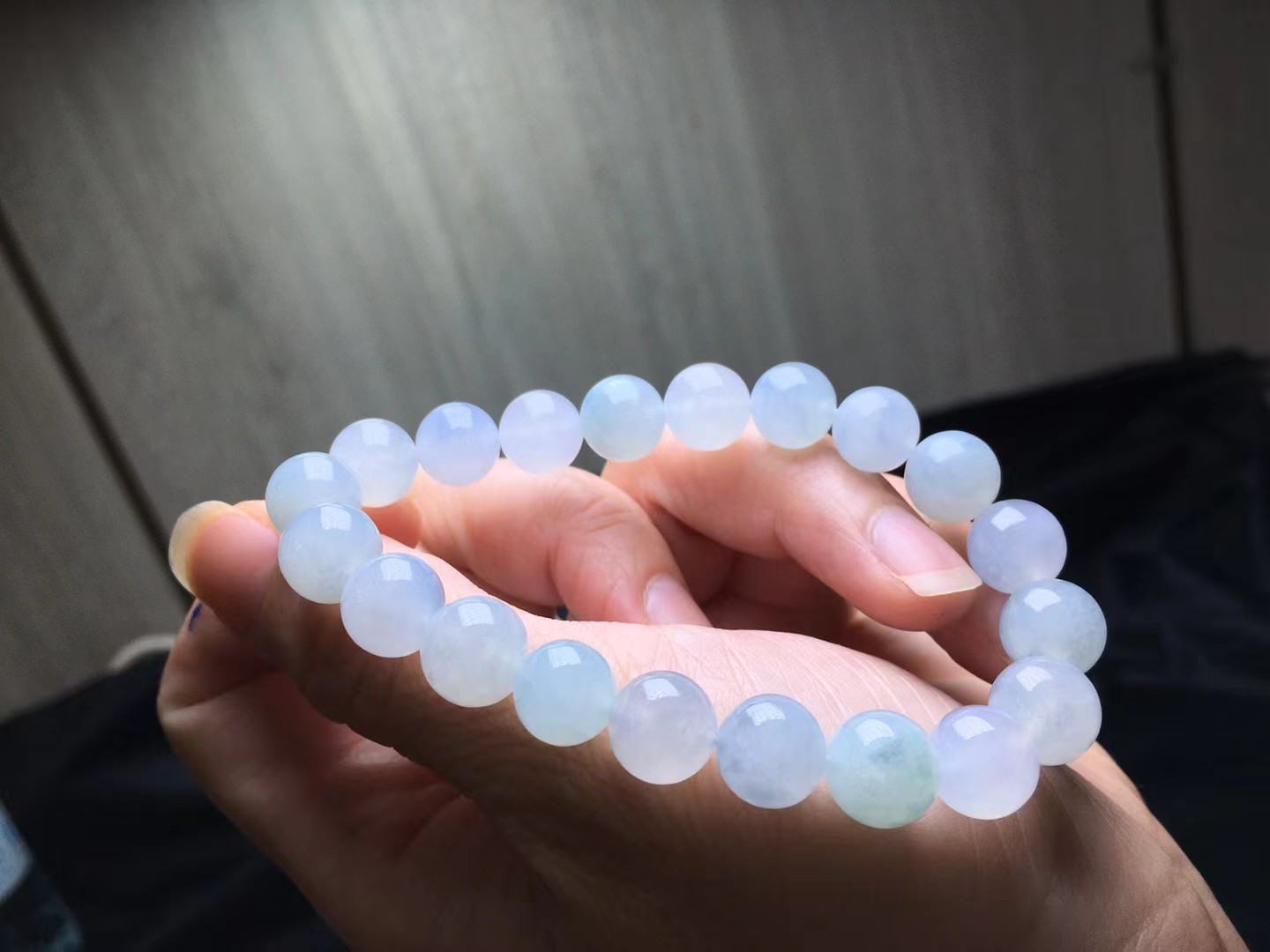 冰种手链，卡9.9～9.5mm，20颗，玉质细腻，均匀，实物更美