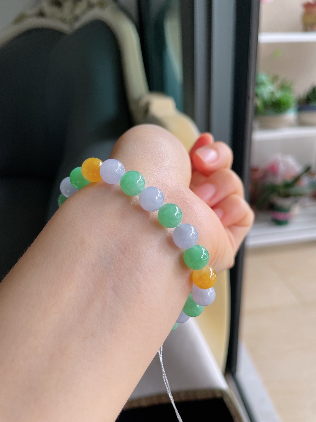 天然翡翠A货，冰多宝手串，尺寸：8mm。【编4276】