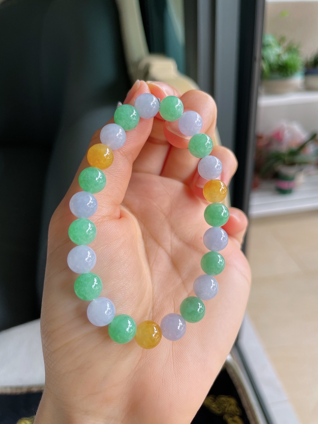 天然翡翠A货，冰多宝手串，尺寸：8mm。【编4276】