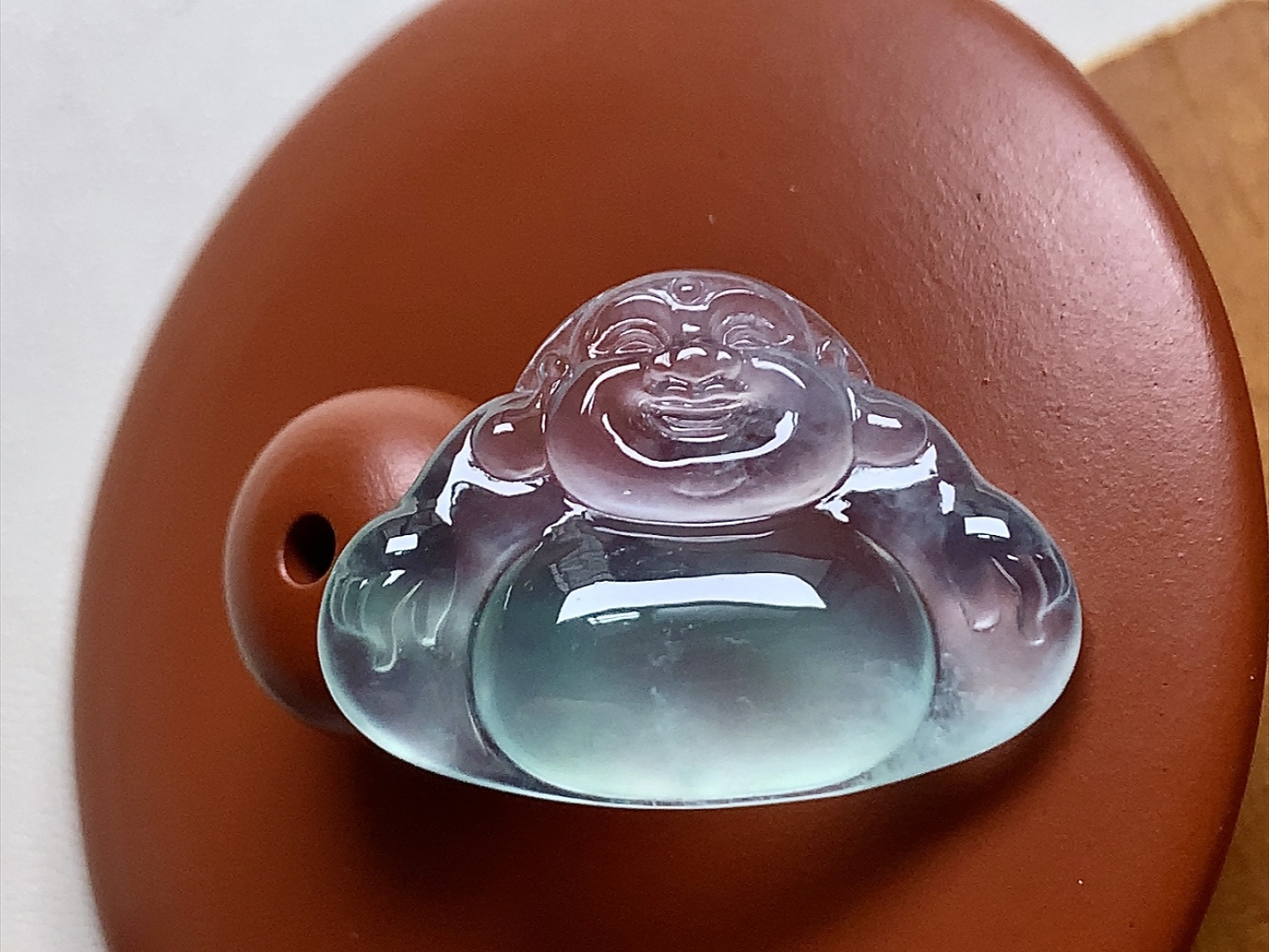 ️ 玻璃种晴水佛公 色泽清新漂亮，冰透感十足，尺寸25*18*5