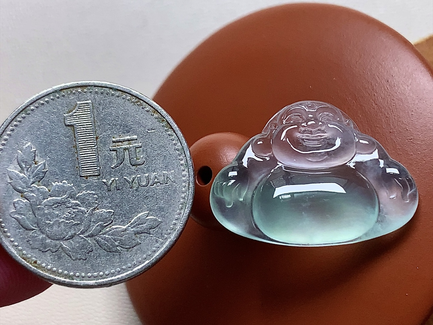 ️ 玻璃种晴水佛公 色泽清新漂亮，冰透感十足，尺寸25*18*5