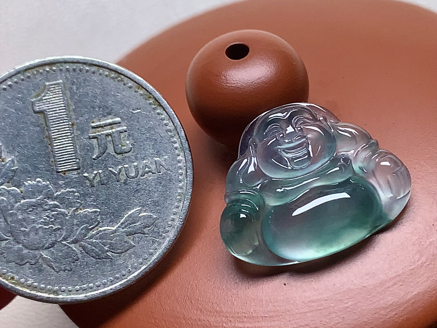 ️ 玻璃种飘花佛公 飘花色泽漂亮，起胶感，尺寸19.2*15.3*4.4