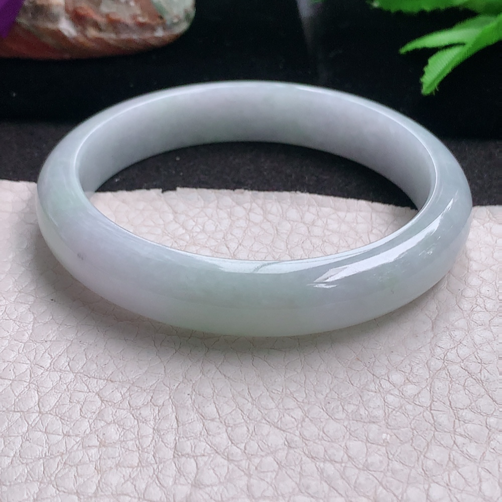 zjf大圈口60.5*12.3*7.6平安镯 缅甸翡翠a货玉手镯 清新胶感正圈玉手环