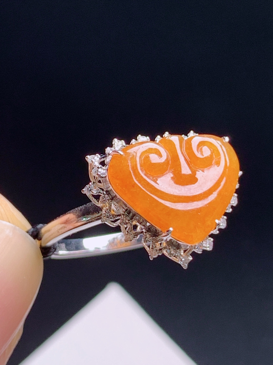 ️  黄翡爱心如意戒指，橙艳浓郁钻石围镶，称心如意温柔大气 610616