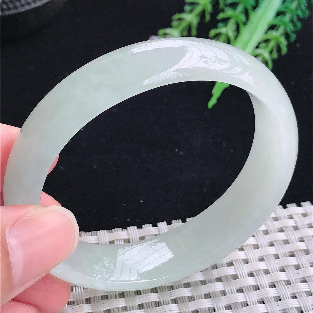实拍A货翡翠56/48.5/15.5/7.3老坑冰胶果冻冰晴贵妃手镯平安镯翡翠玉镯