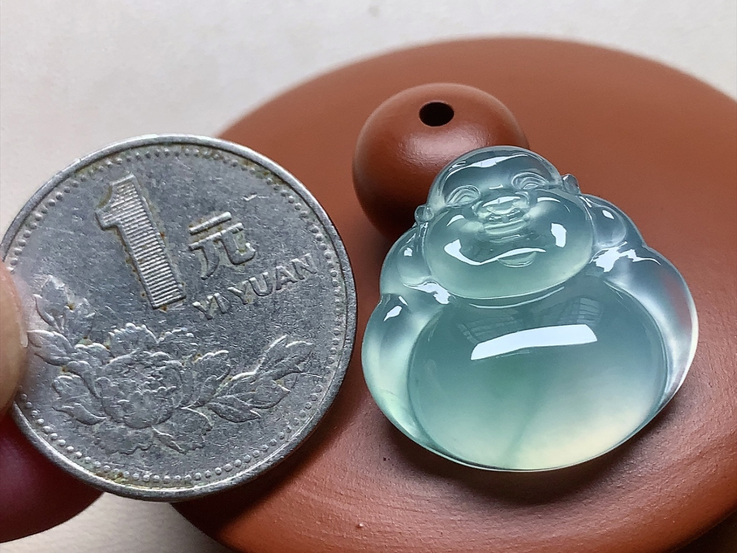 ️ 玻璃种晴水佛公 底色漂亮，冰透起胶感，尺寸22*21.6*6.5
