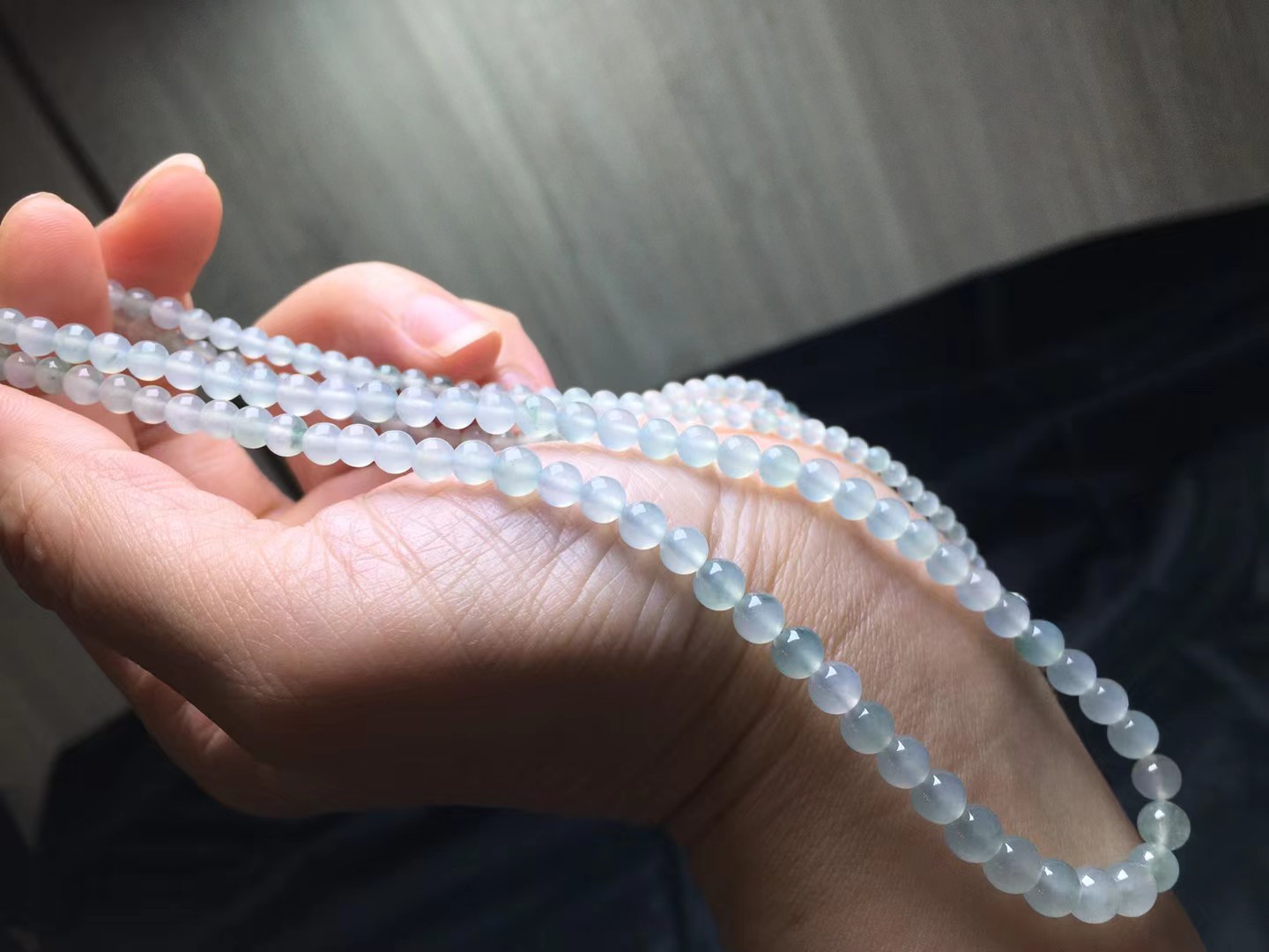 ️ 冰种珠链，卡5.7～3mm，168颗，种好，玉质细腻，均匀，耐看，颗颗精选