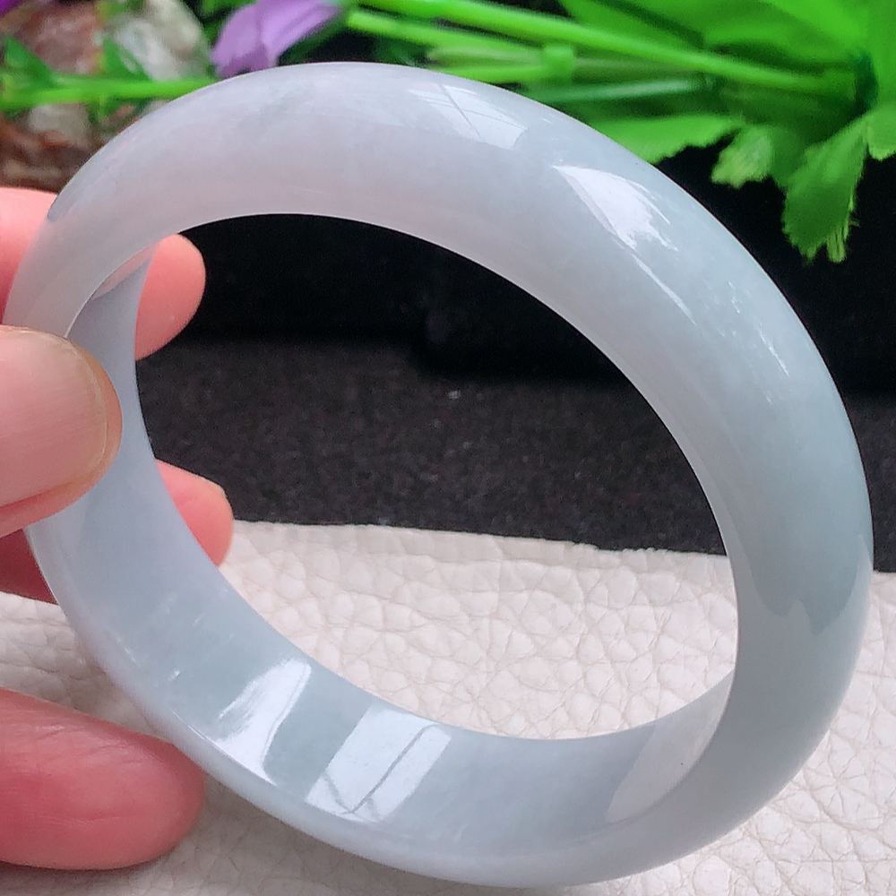 jc实拍59*16*7.8轮胎镯 缅甸翡翠a货玉手镯 白月光胶感正圈玉手环
