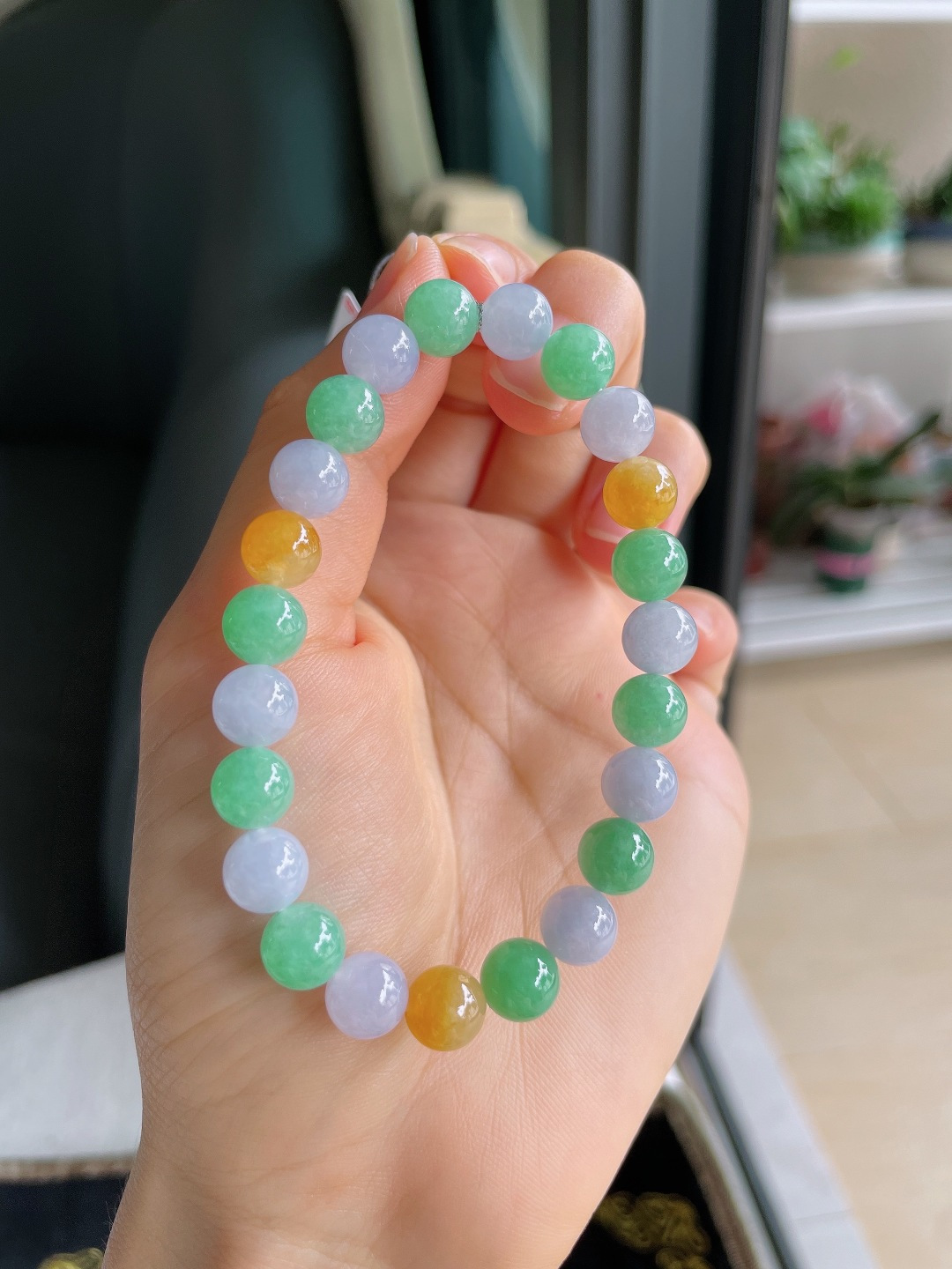 天然翡翠A货，冰多宝手串，尺寸：8mm。【编4276】