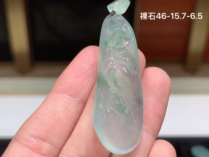 冰飘花年年有余 老坑冰透 种老水足 水润光泽 性比高 无裂, 尺寸看图 46-15.7-6.5