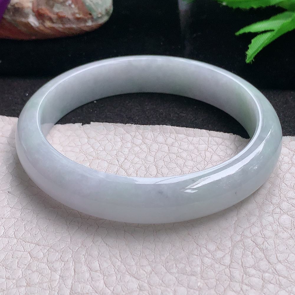zjf大圈口60.5*12.3*7.6平安镯 缅甸翡翠a货玉手镯 清新胶感正圈玉手环