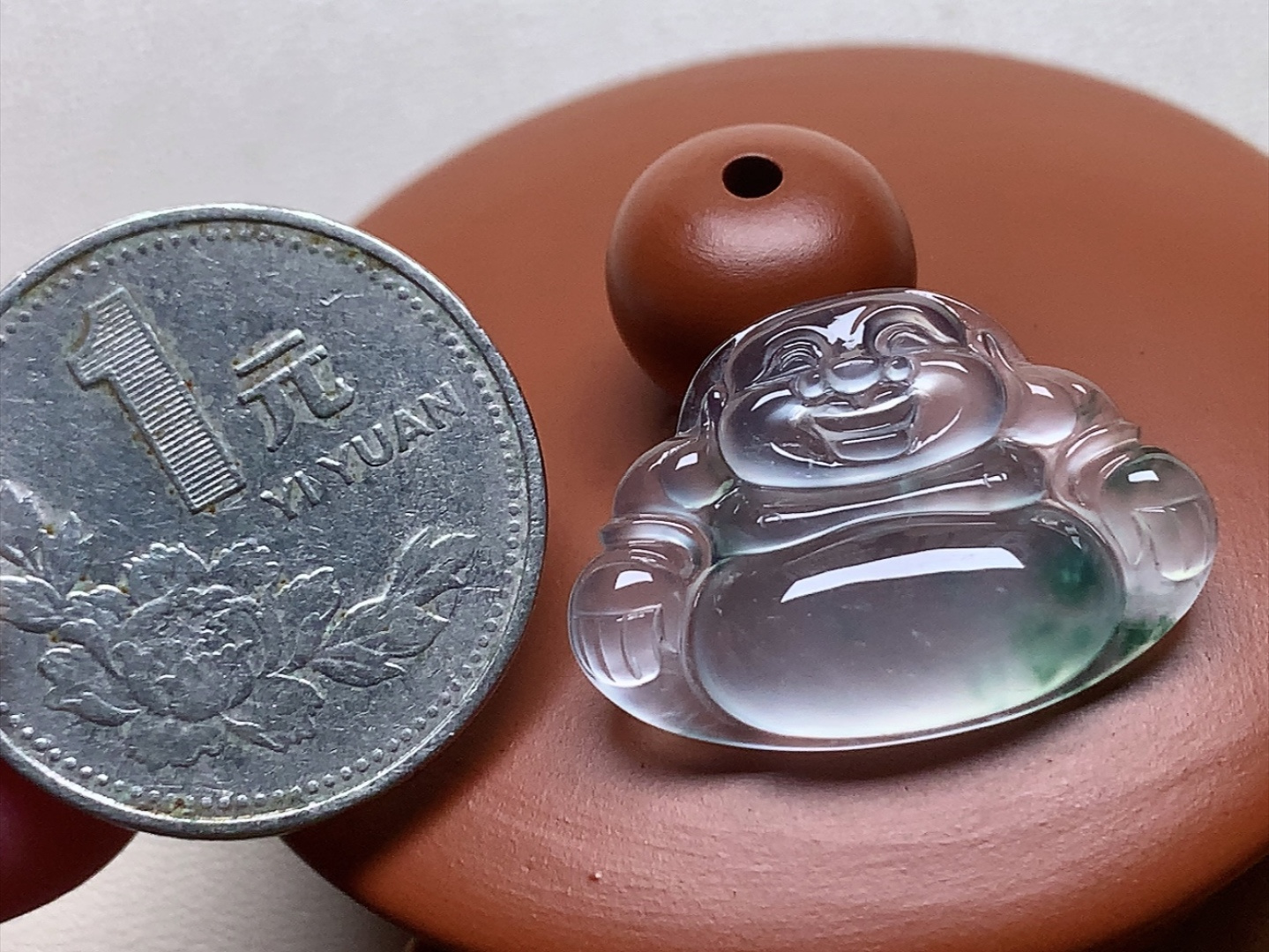 ️ 玻璃种飘花佛公 冰透感十足，飘花素雅，尺寸25*17.5*4.5