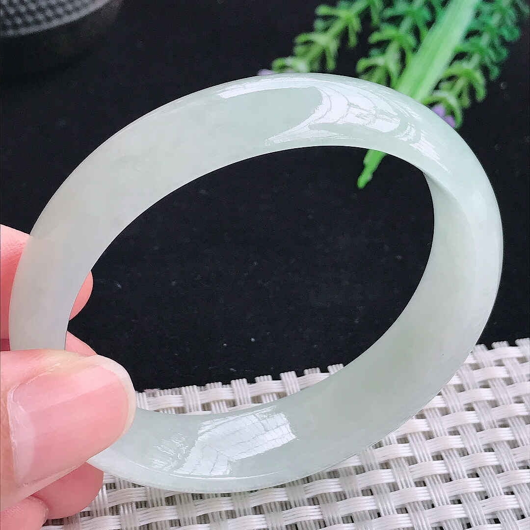 实拍A货翡翠56/48.5/15.5/7.3老坑冰胶果冻冰晴贵妃手镯平安镯翡翠玉镯