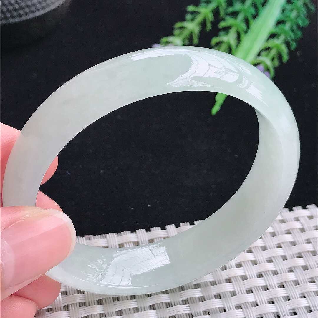 实拍A货翡翠56/48.5/15.5/7.3老坑冰胶果冻冰晴贵妃手镯平安镯翡翠玉镯