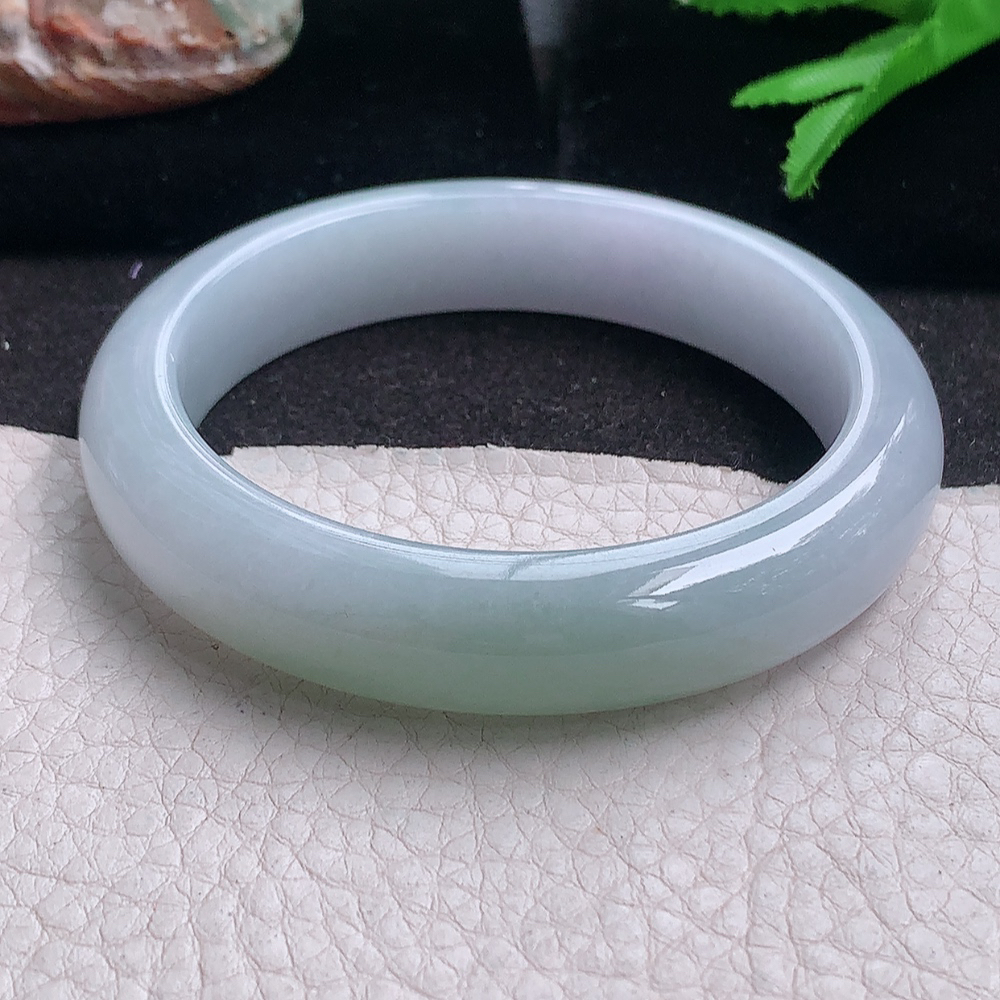 ym实拍55.5*12.5*8招财镯 缅甸翡翠a货玉手镯 双彩胶感正圈玉手环