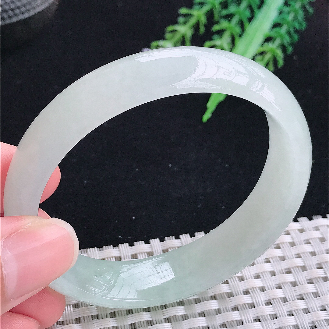 实拍A货翡翠56/48.5/15.5/7.3老坑冰胶果冻冰晴贵妃手镯平安镯翡翠玉镯