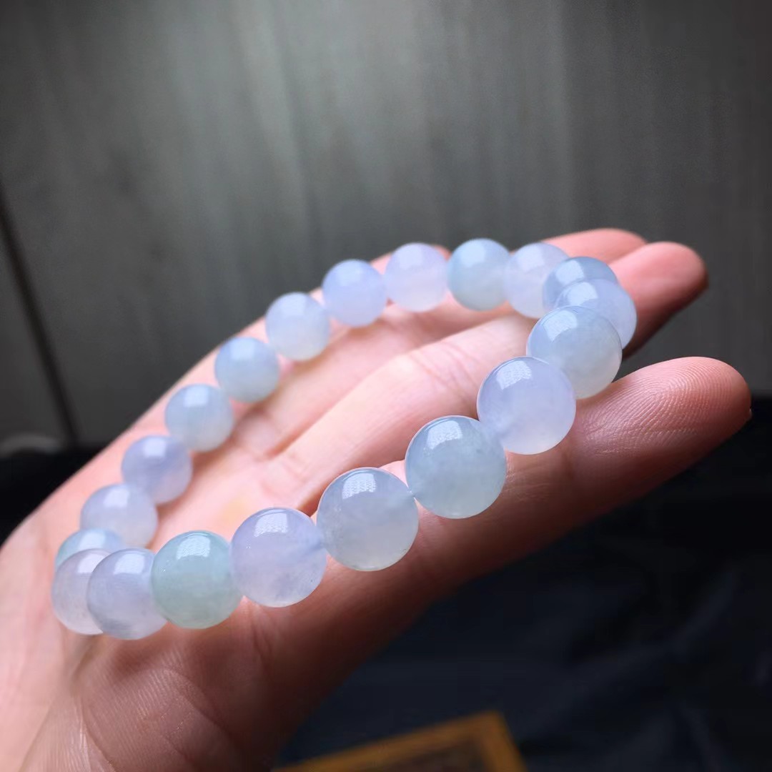 冰种手链，卡9.9～9.5mm，20颗，玉质细腻，均匀，实物更美