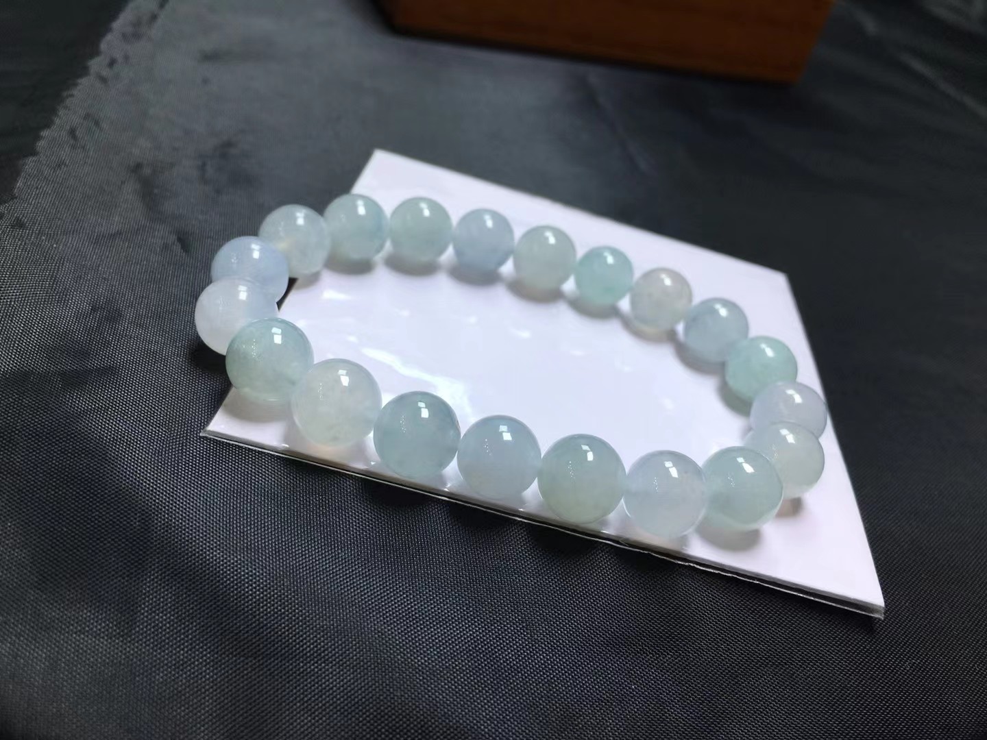 冰种手链，卡9.9～9.5mm，20颗，玉质细腻，均匀，实物更美