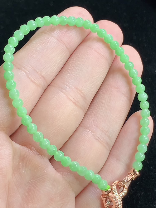 满绿玉珠手串，尺寸3.5mm，L17oya