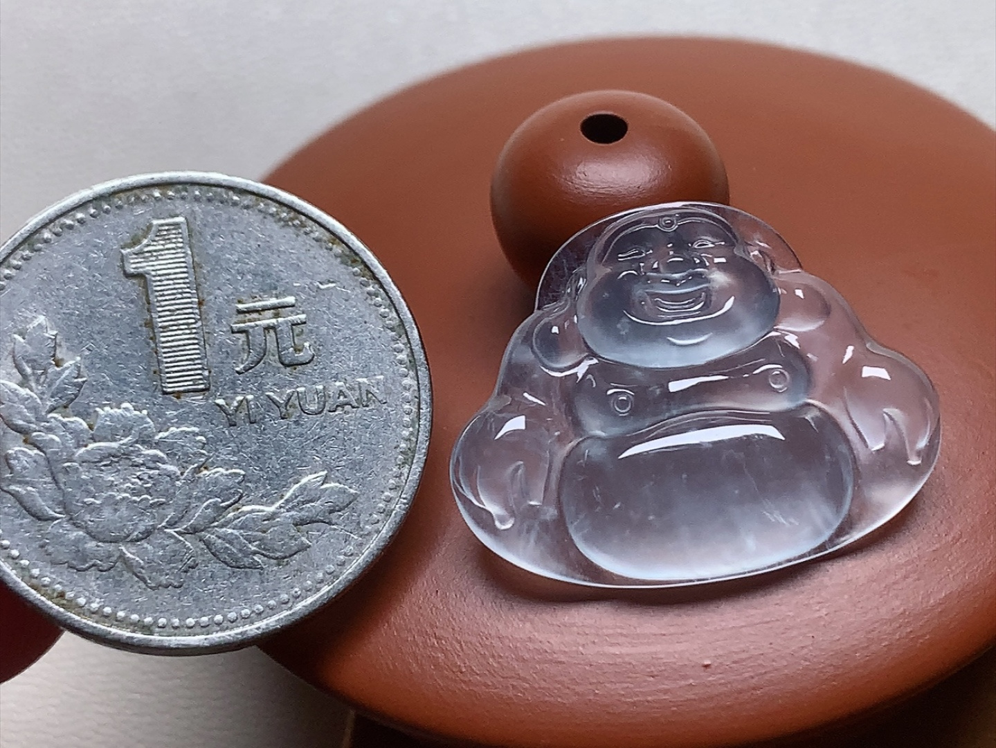 ️ 玻璃种佛公 白皙透亮，冰透感十足，尺寸24.7*19.2*4.2