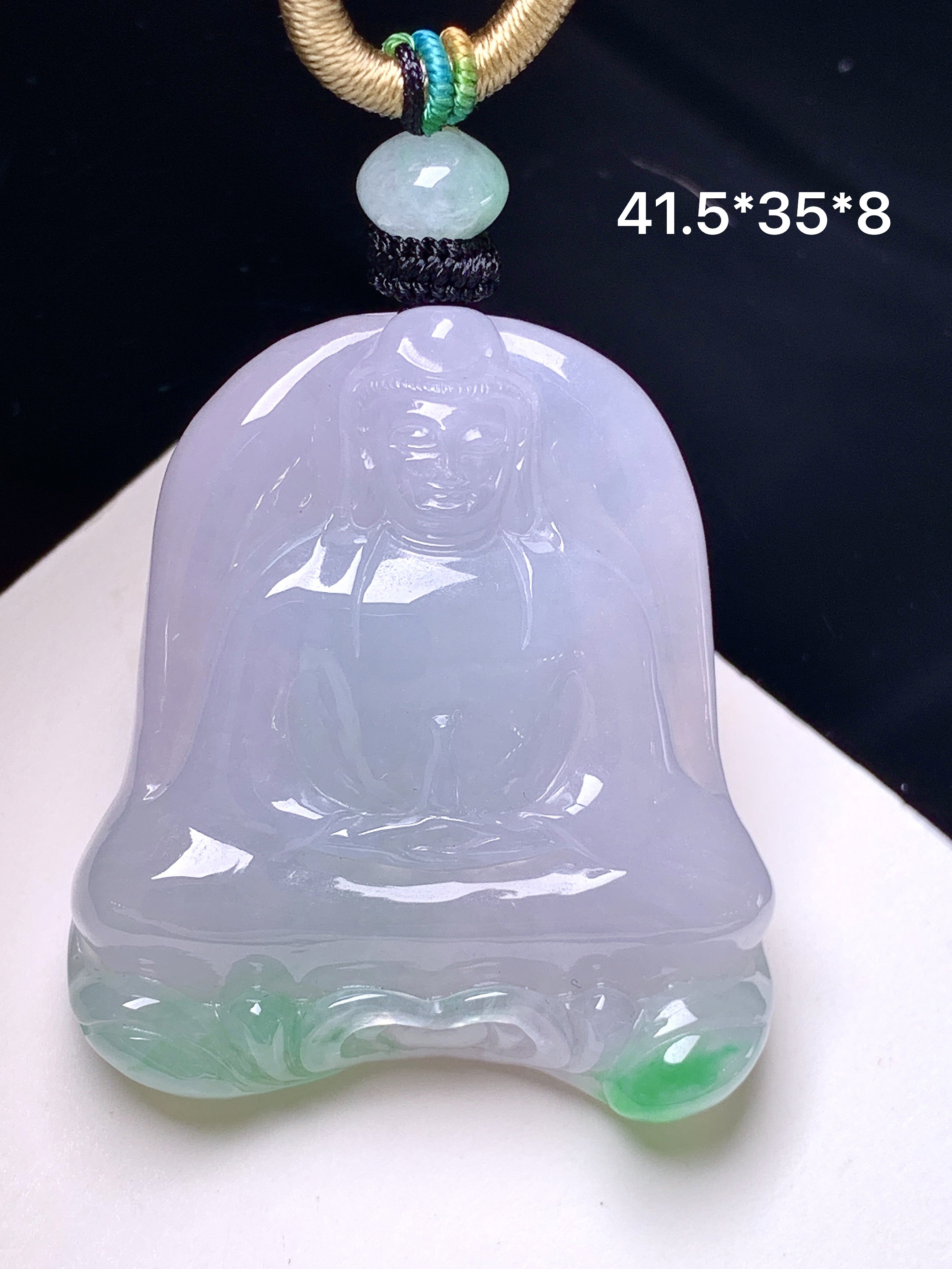 飘绿观音菩萨吊坠 玉质细腻 色泽艳丽清新 整体尺寸41.5*35*8 w1