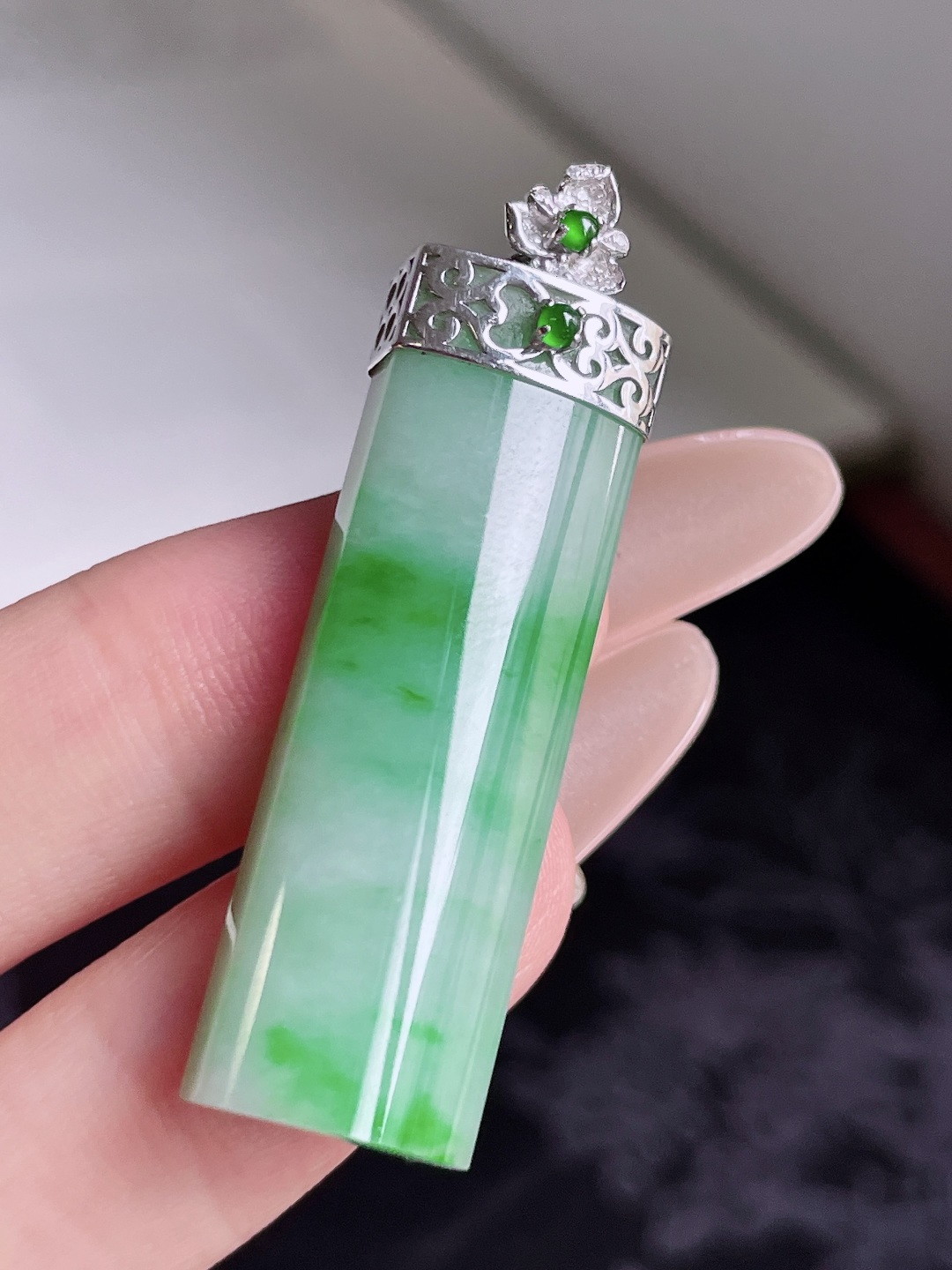 ️ 冰飘绿无事牌 花色灵动种老水润 18k金镶嵌 整体 45.3/13/8.5 裸石 38.9/12.3/6