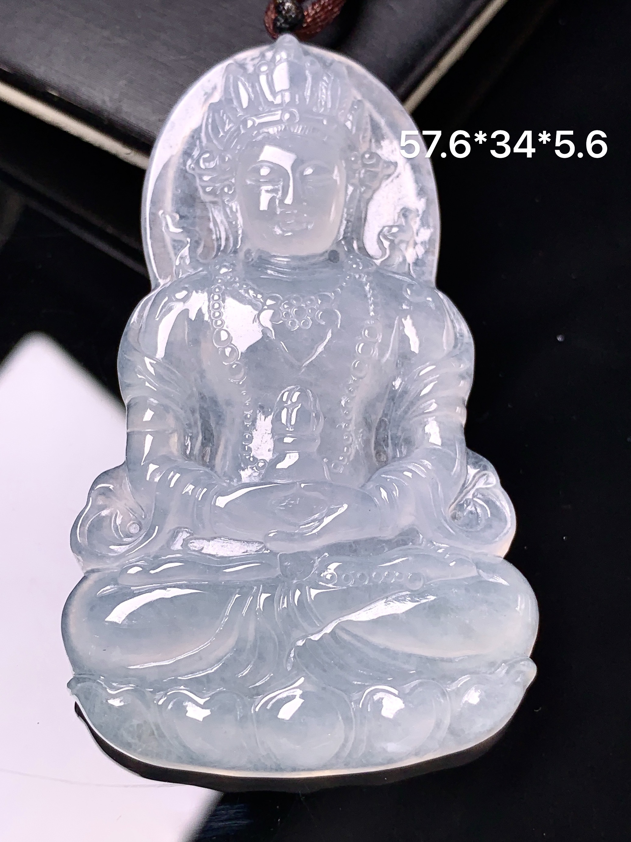 冰种度母吊坠 玉质细腻 色泽艳丽清新 整体尺寸57.6*34*5.6 b2