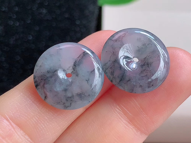 平安扣一对，无裂，尺寸16.2-3.4mm，包A附证书