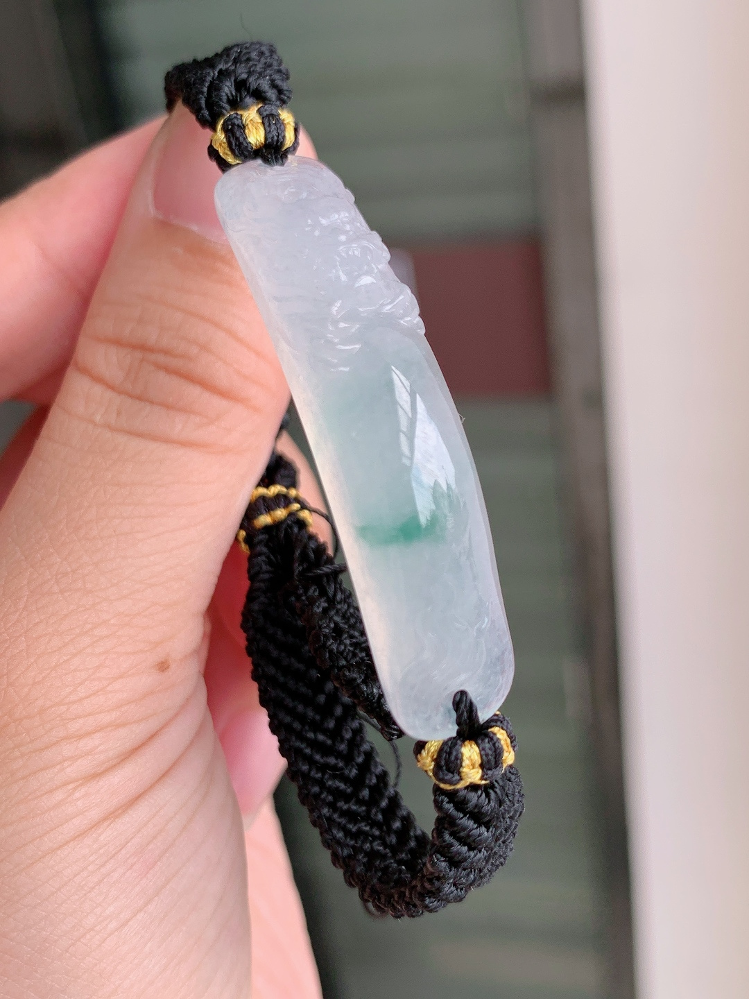 ️ 冰种飘绿龙头手牌，冰透清润雕工灵动，编绳自带雅致 080615