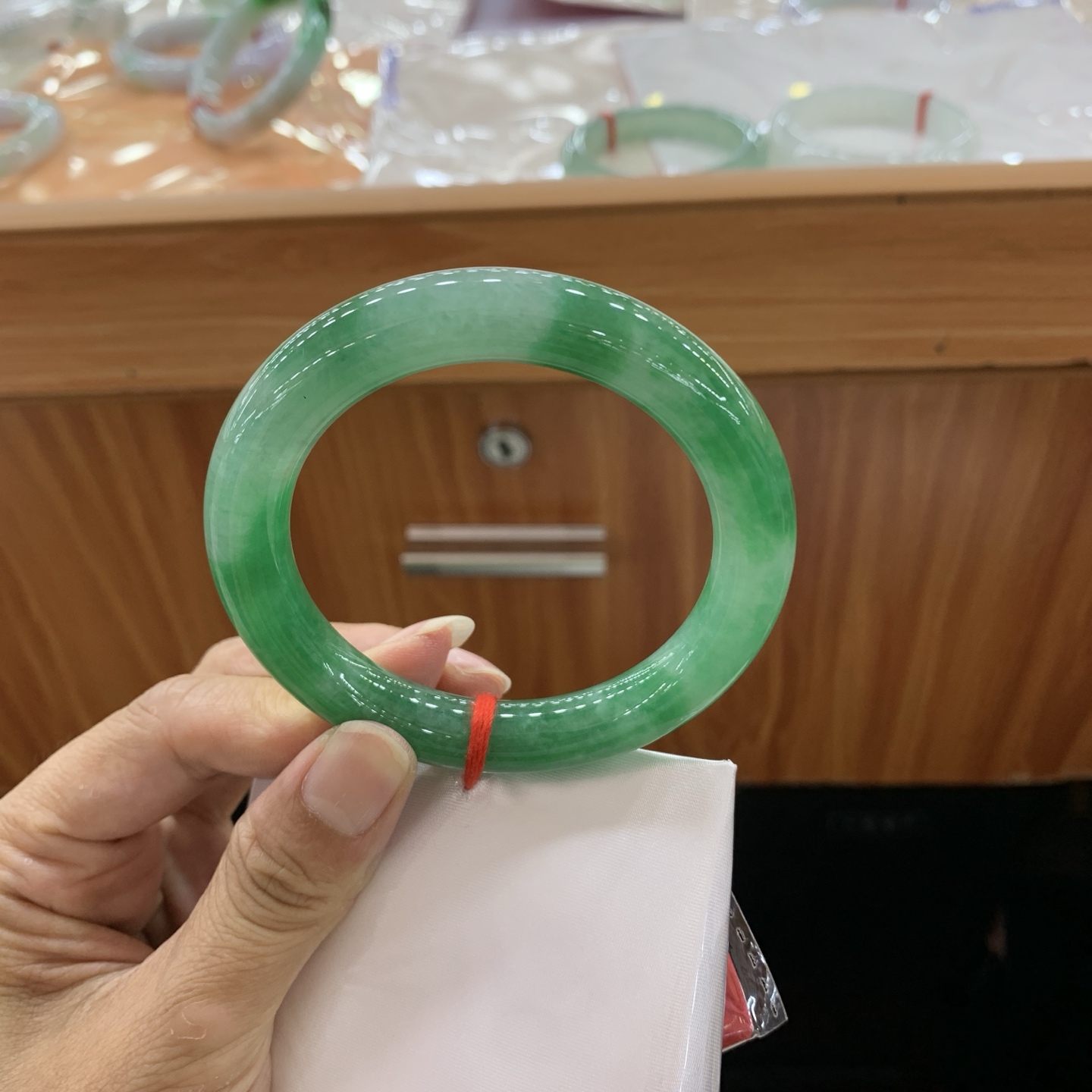 满绿圆条翡翠手镯 55.3-10.3