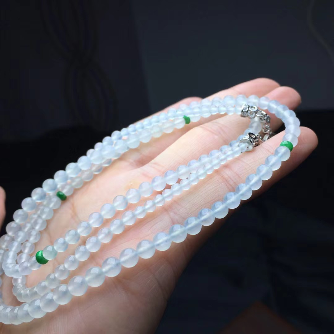 ️ 冰种珠链，卡4.8～3mm，169颗，种好，玉质细腻，冰透水润，颗颗精选，光好，耐看
