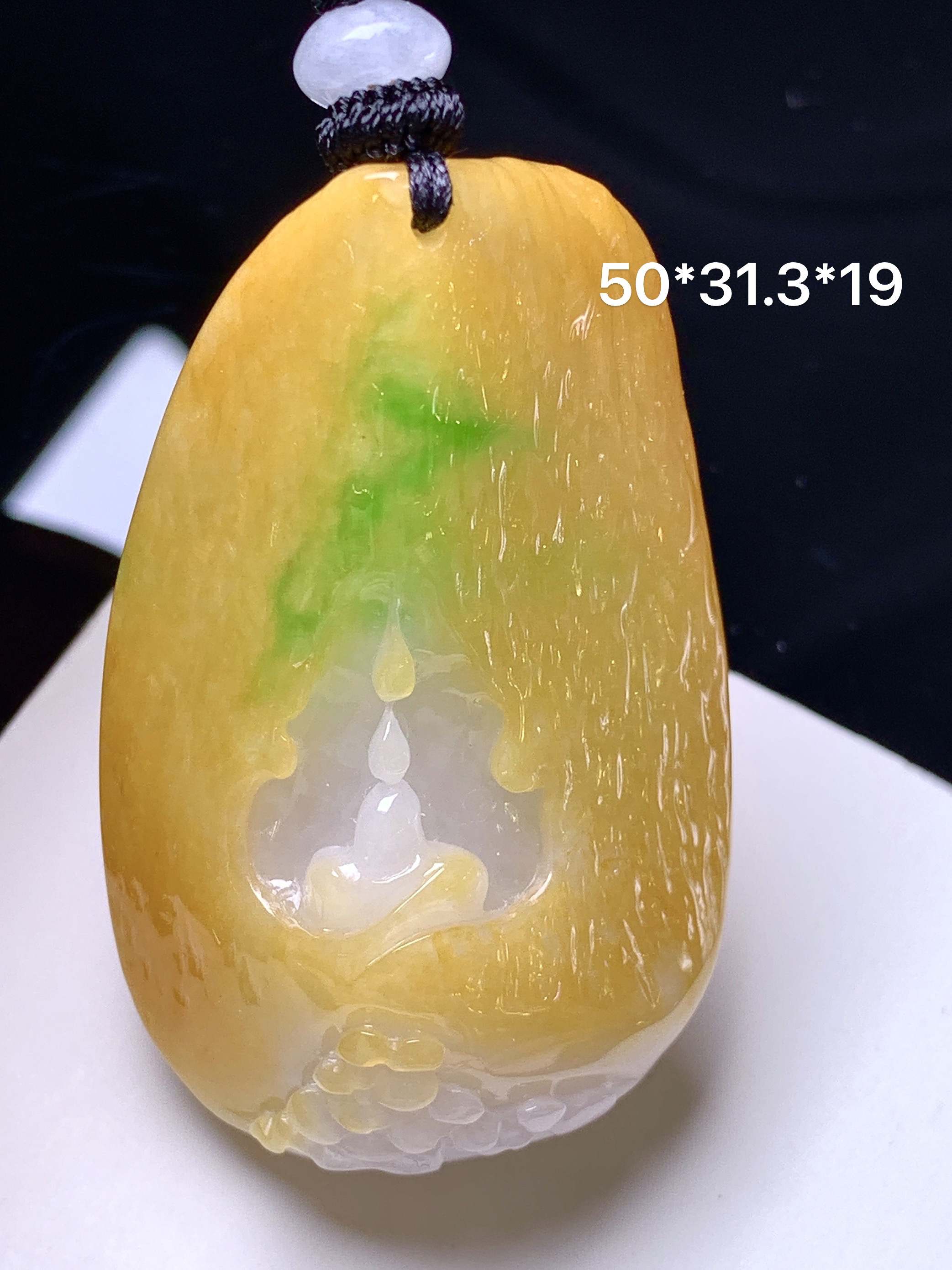 黄翡悟道吊坠 玉质细腻 色泽艳丽清新 整体尺寸50*31.3*19 w1