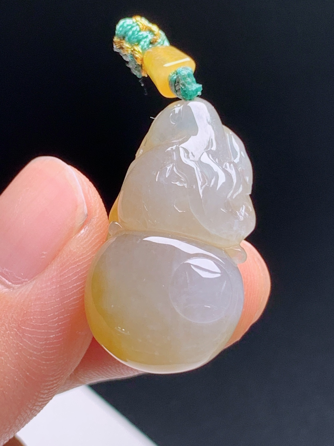 冰种黄翡招财葫芦，暖黄底色温润起胶，福禄双全自带贵气 裸石26.9-14.6-8.5 530616