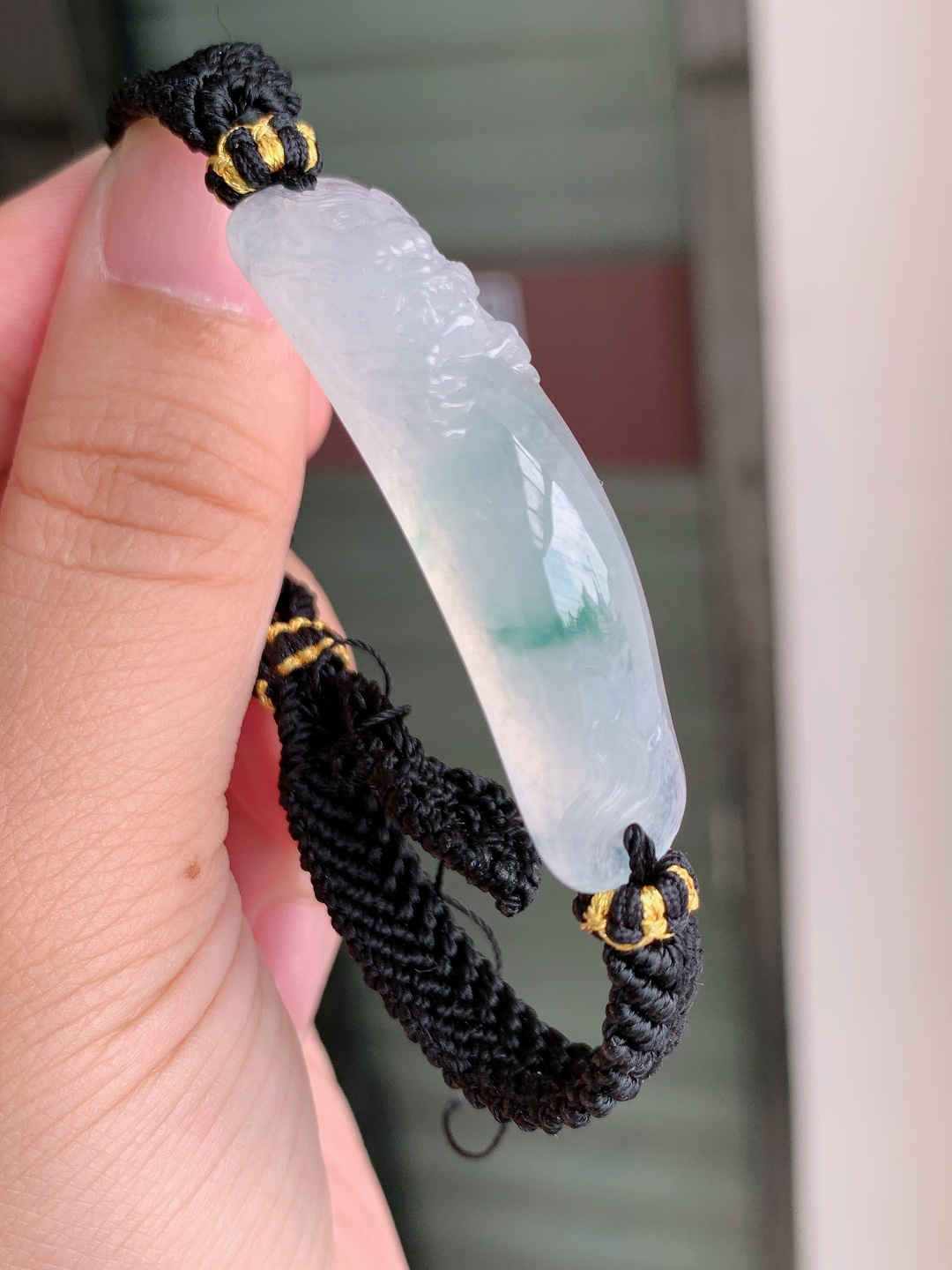 ️ 冰种飘绿龙头手牌，冰透清润雕工灵动，编绳自带雅致 080615
